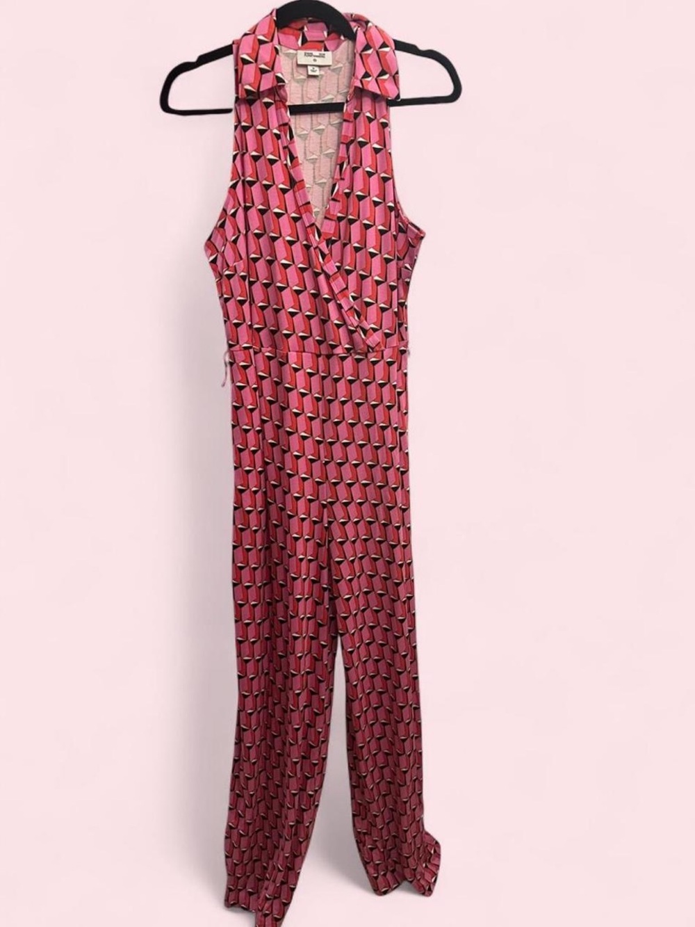 Diane Von Furstenberg - Pink Geometric Sleeveless Jumpsuit
